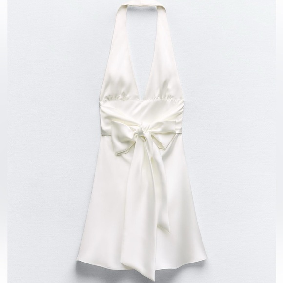ZARA SATIN EFFECT HALTER DRESS - Picture 5 of 6